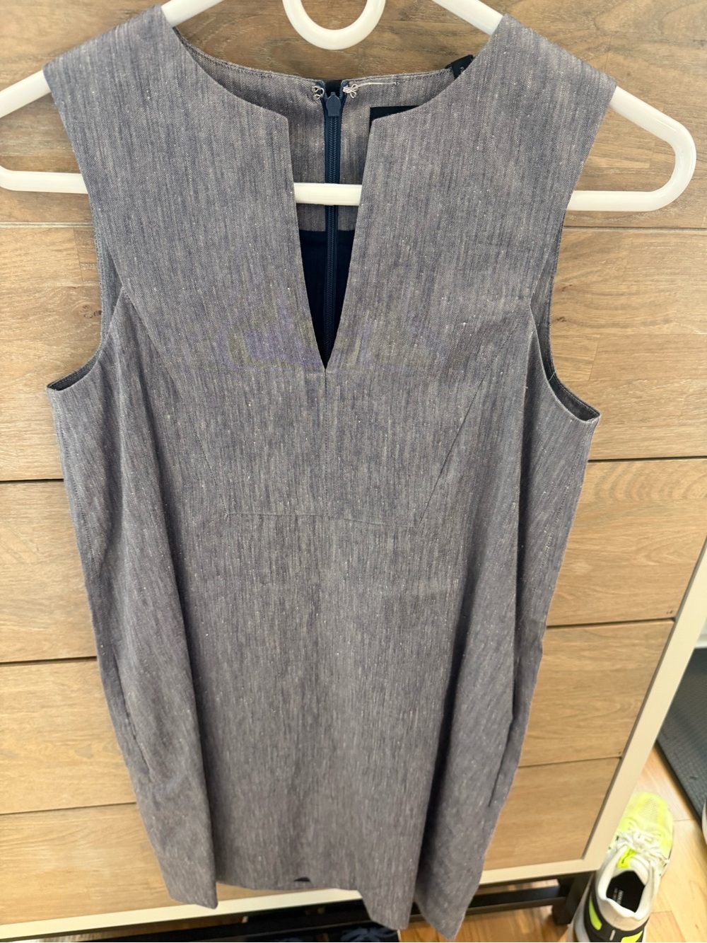 Theory Sleeveless Dress in Heathered Blue-Grey, NWT,00